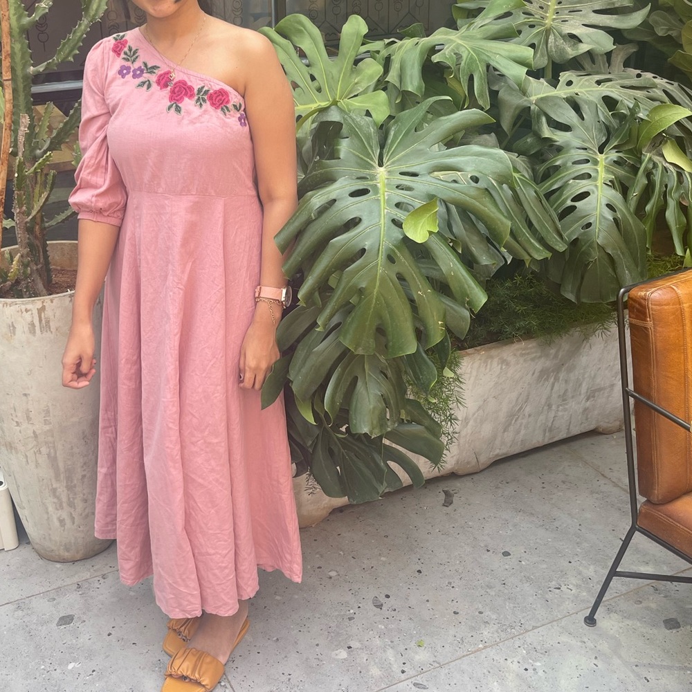 pink cotton maxi dress